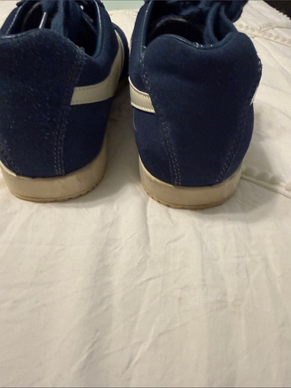Gola Harrier Navy Blue Suede Sneakers with White Side Stripes - Picture 6 of 7